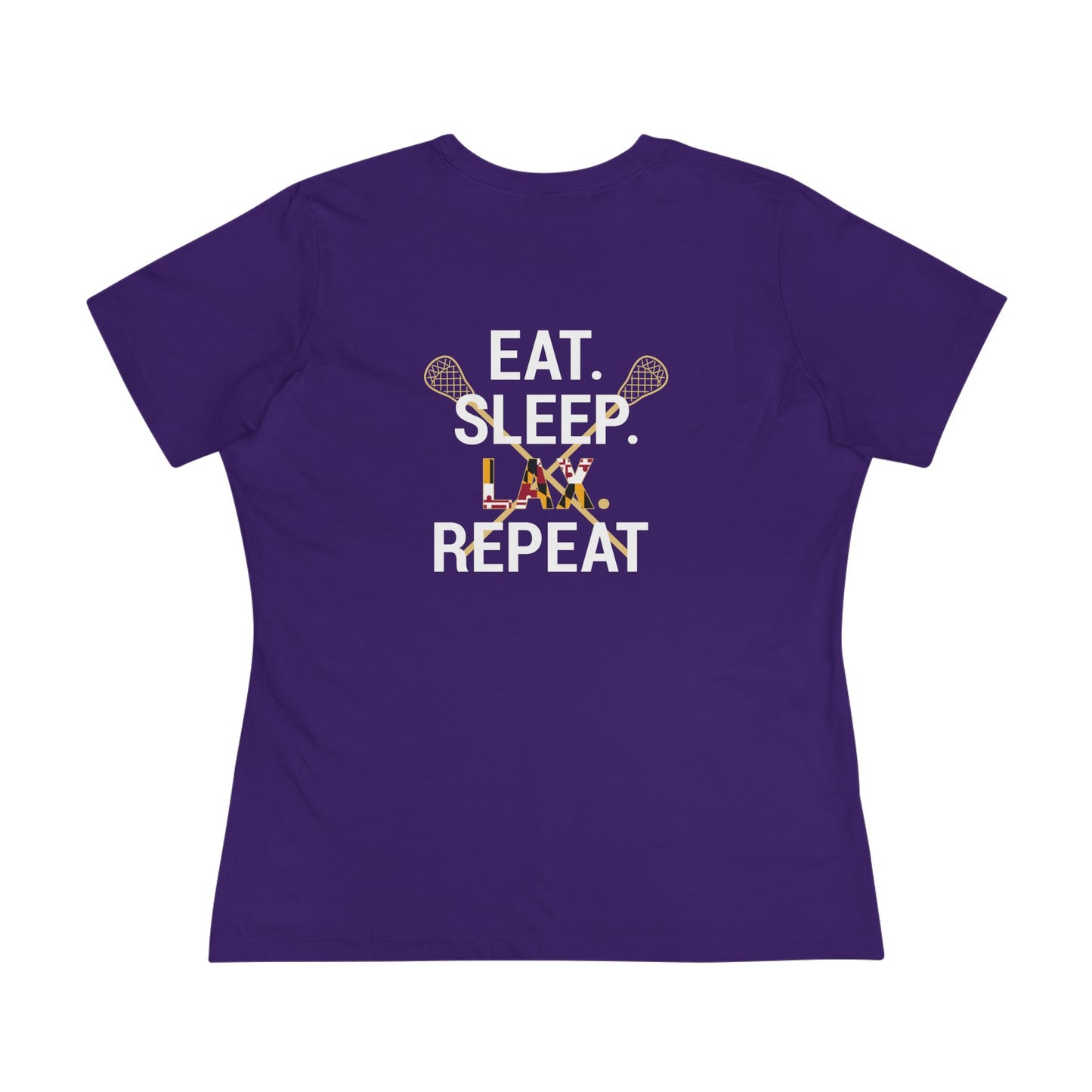 LAX Broettes Eat. Sleep. LAX. Repeat. – Women’s Tee (MD Flag Edition)