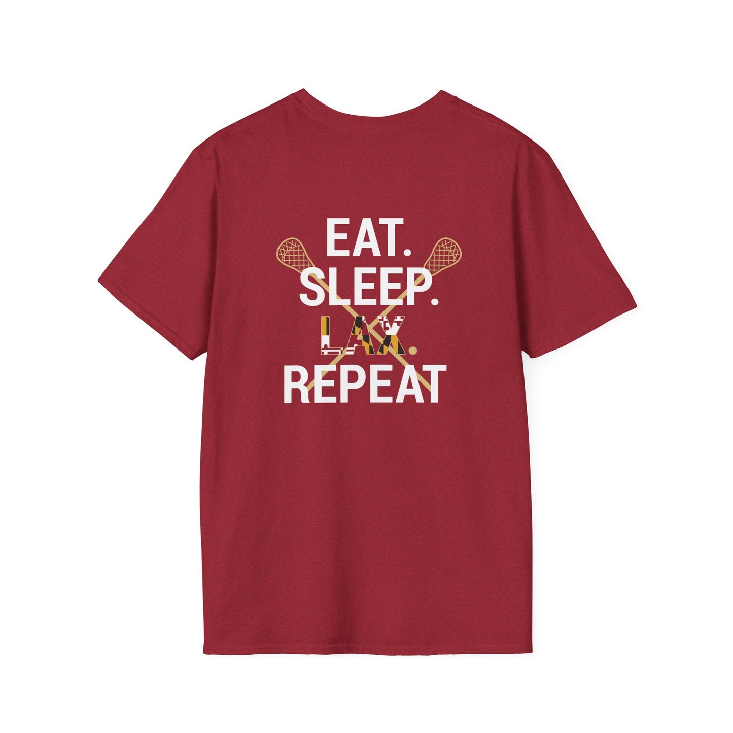 LAX Bros Eat Sleep LAX Repeat Tee – Adult (MD Flag)