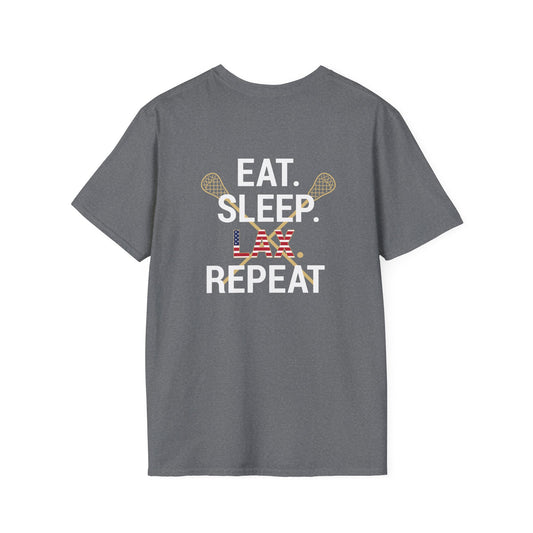 LAX Bros Eat Sleep LAX Repeat Tee – Adult (USA Flag)