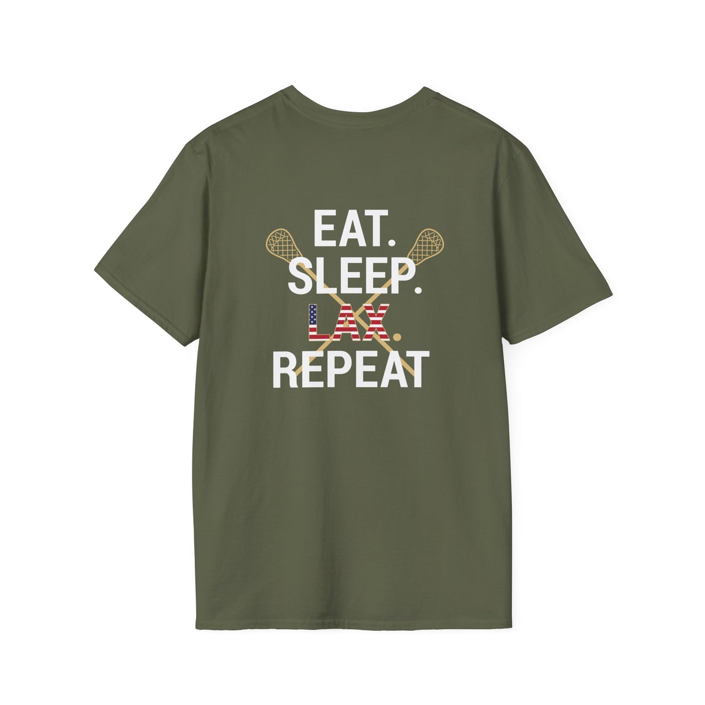 LAX Bros Eat Sleep LAX Repeat Tee – Adult (USA Flag)