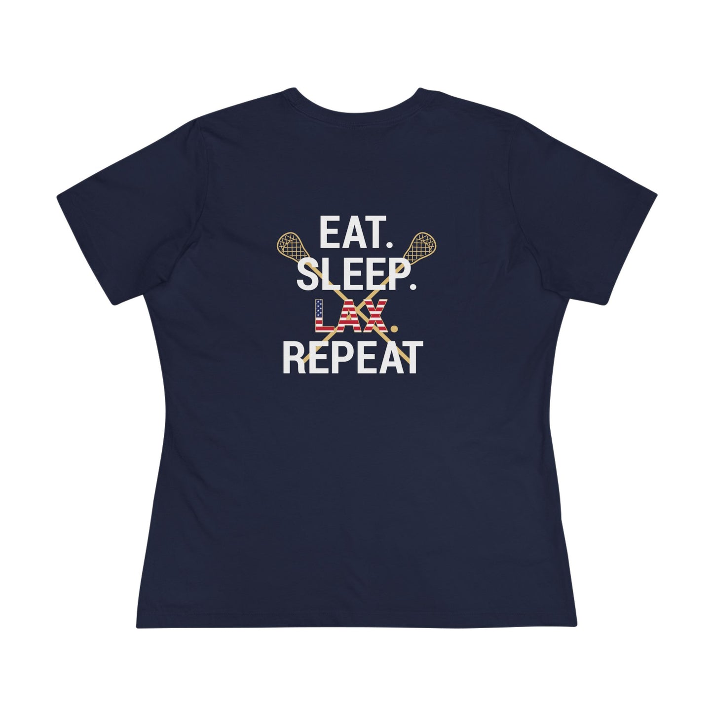 LAX Broettes Eat. Sleep. LAX. Repeat. – Women’s Tee (USA Flag Edition)