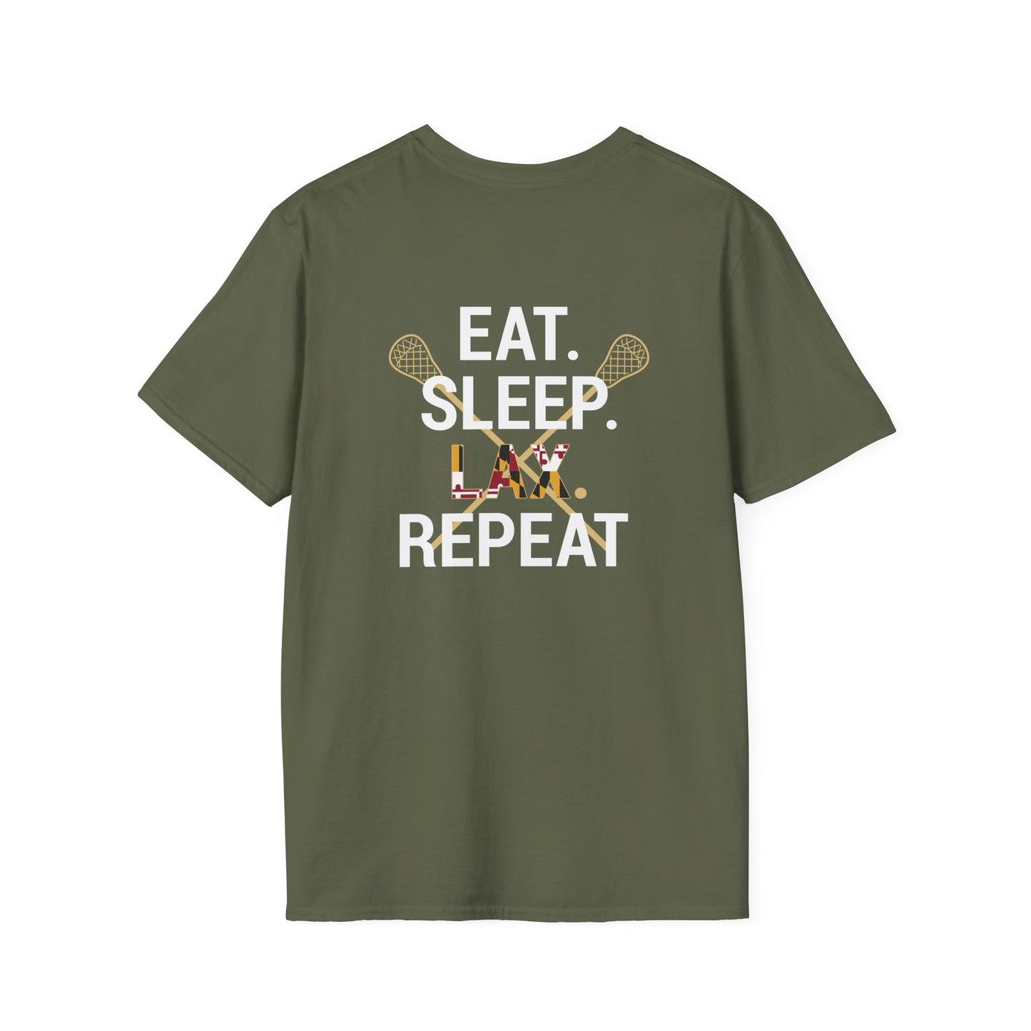 LAX Bros Eat Sleep LAX Repeat Tee – Adult (MD Flag)