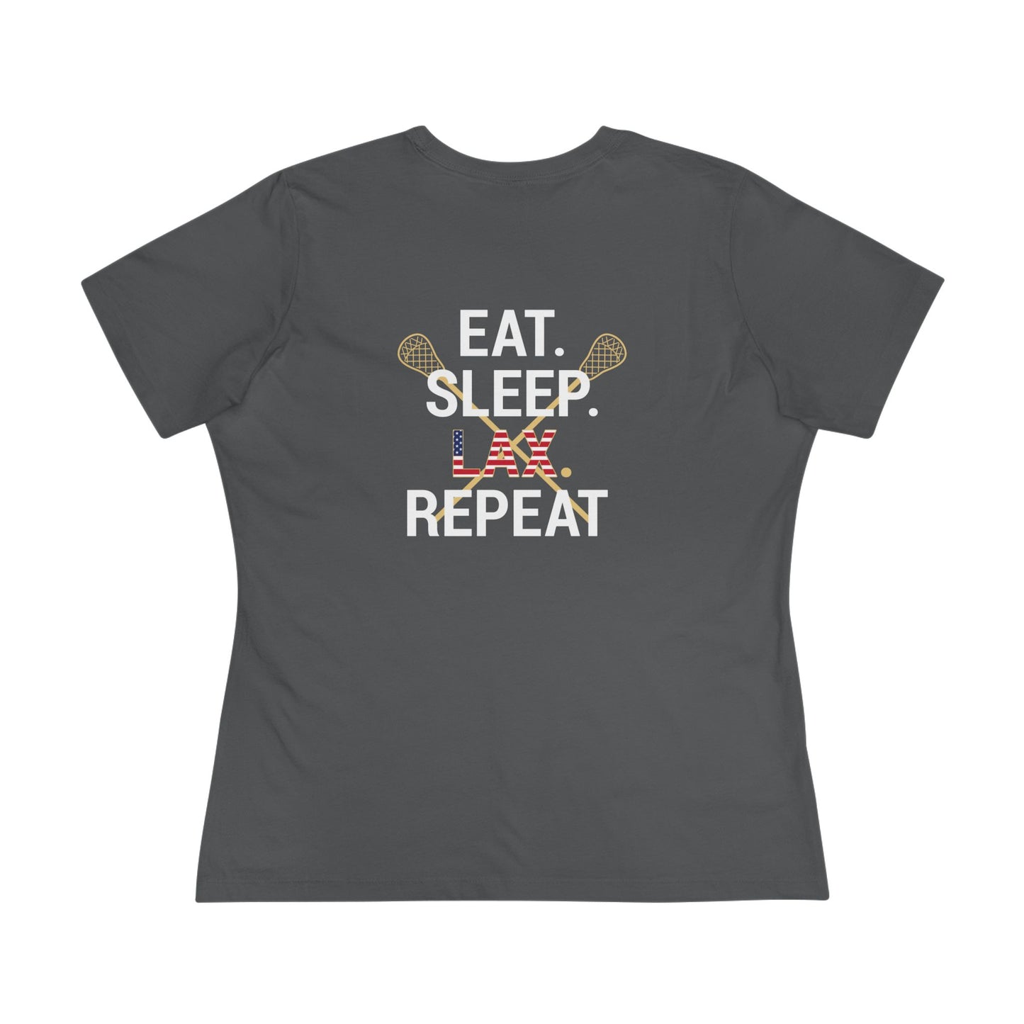 LAX Broettes Eat. Sleep. LAX. Repeat. – Women’s Tee (USA Flag Edition)