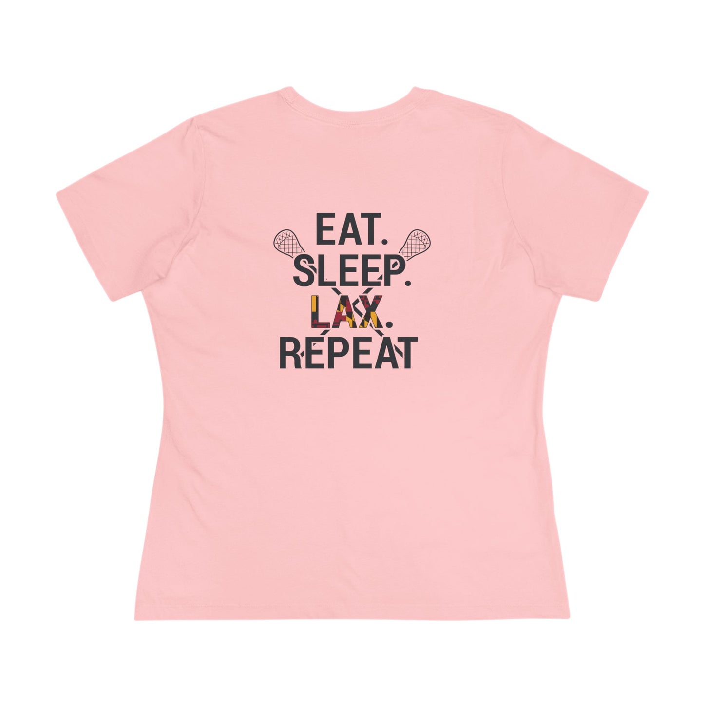 LAX Broettes Eat. Sleep. LAX. Repeat. – Women’s Tee (MD Flag Edition)