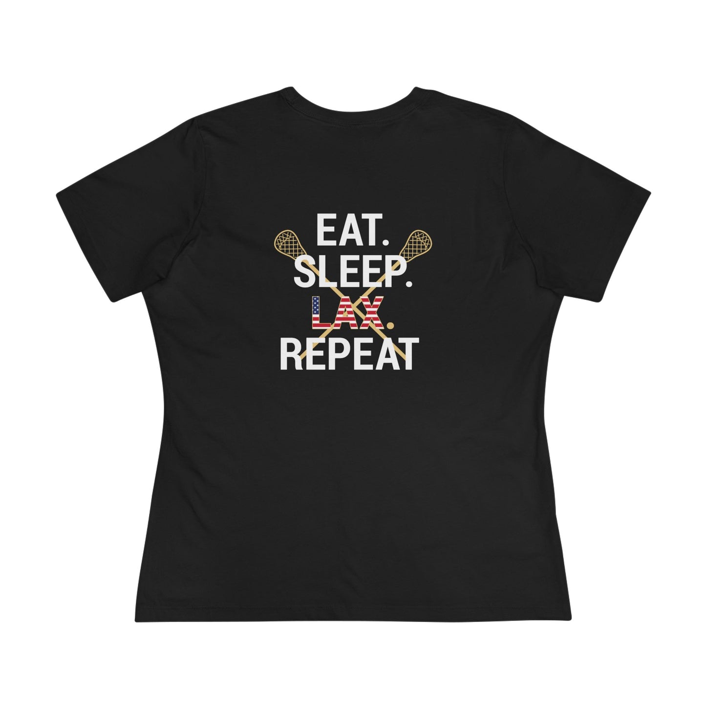 LAX Broettes Eat. Sleep. LAX. Repeat. – Women’s Tee (USA Flag Edition)