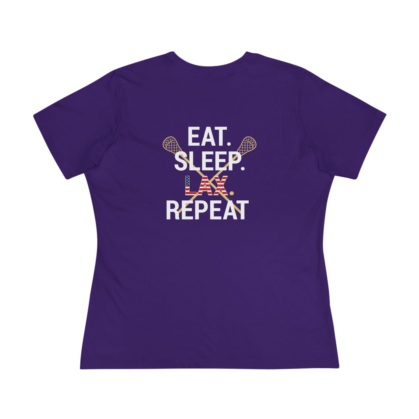 LAX Broettes Eat. Sleep. LAX. Repeat. – Women’s Tee (USA Flag Edition)