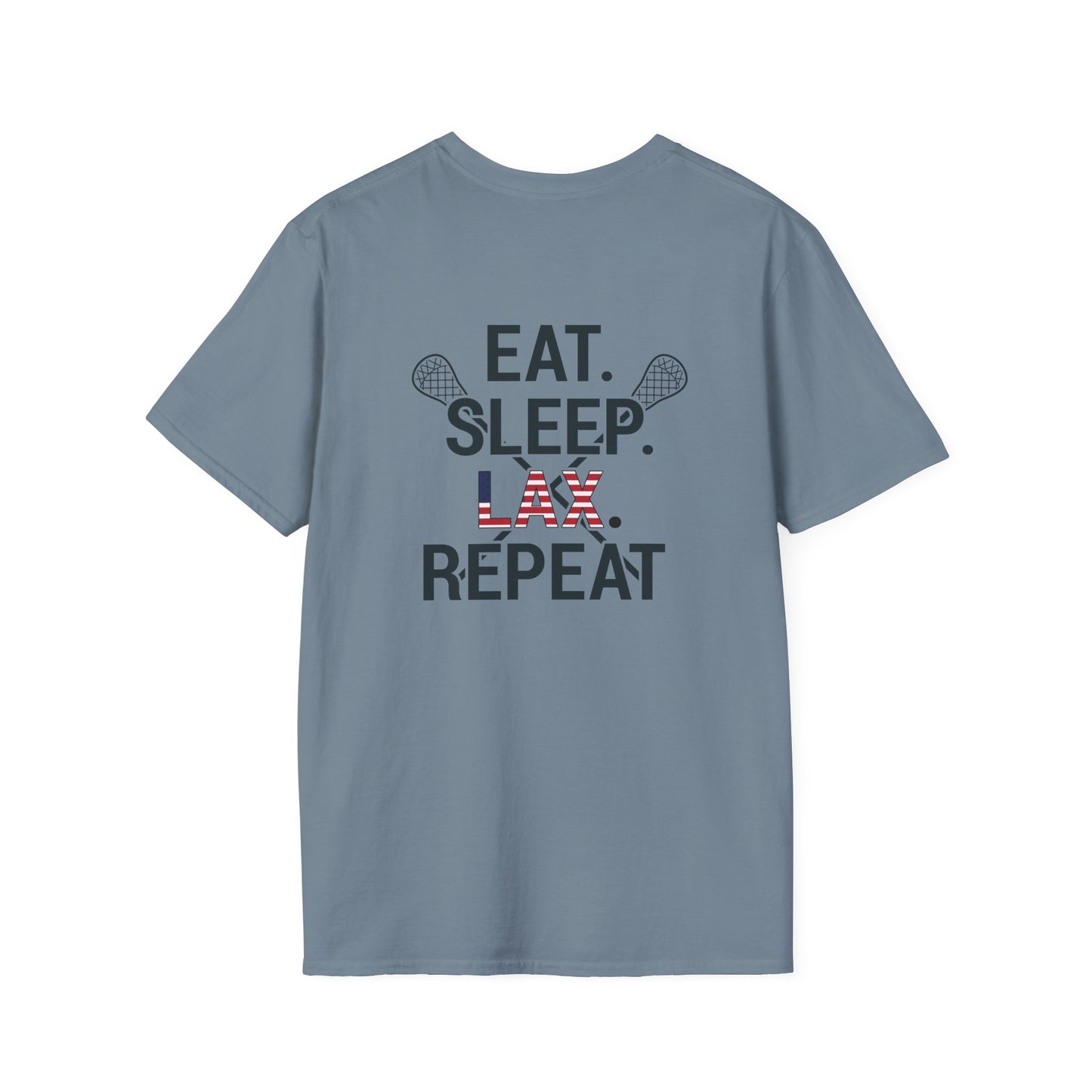 LAX Bros Eat Sleep LAX Repeat Tee – Adult (USA Flag)